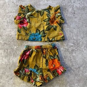 3-6m Pink Chicken Hawaiian floral set